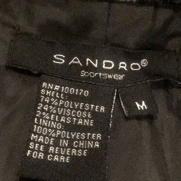 Sandro Sportswear Black Gray Animal Print Sash Waist Blazer Jacket - Picture 15 of 16